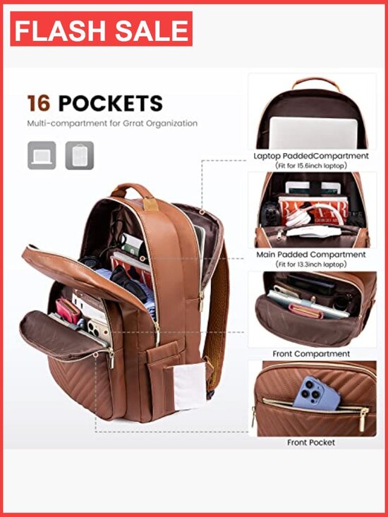 Women\'s Laptop Backpack Large Capacity Travel Work Bag USB Port 15.6\